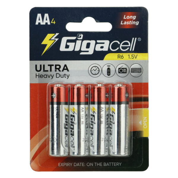 Gigacell Ultra Heavy Duty R6 1.5V AA Battery 4 Of Pack
