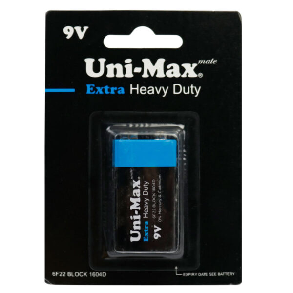 Uni Max Extra Heavy Duty 6F22 9V Battery 1