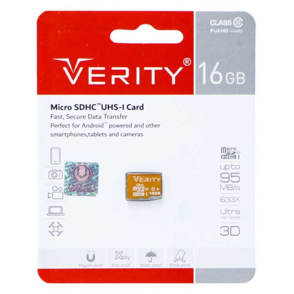 Verity U106 Class 10 U1 95MBs 16GB micro SDHC UHS 1 memory card